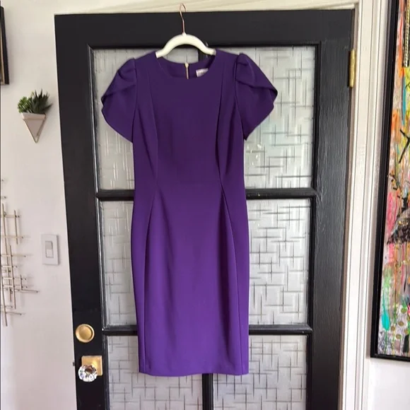 strapless open back dress Calvin Klein Women's Short-Sleeve Midi Dress - Purple main image 0